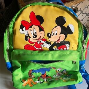 Disney Green and Yellow Mickey & Minnie Backpack
